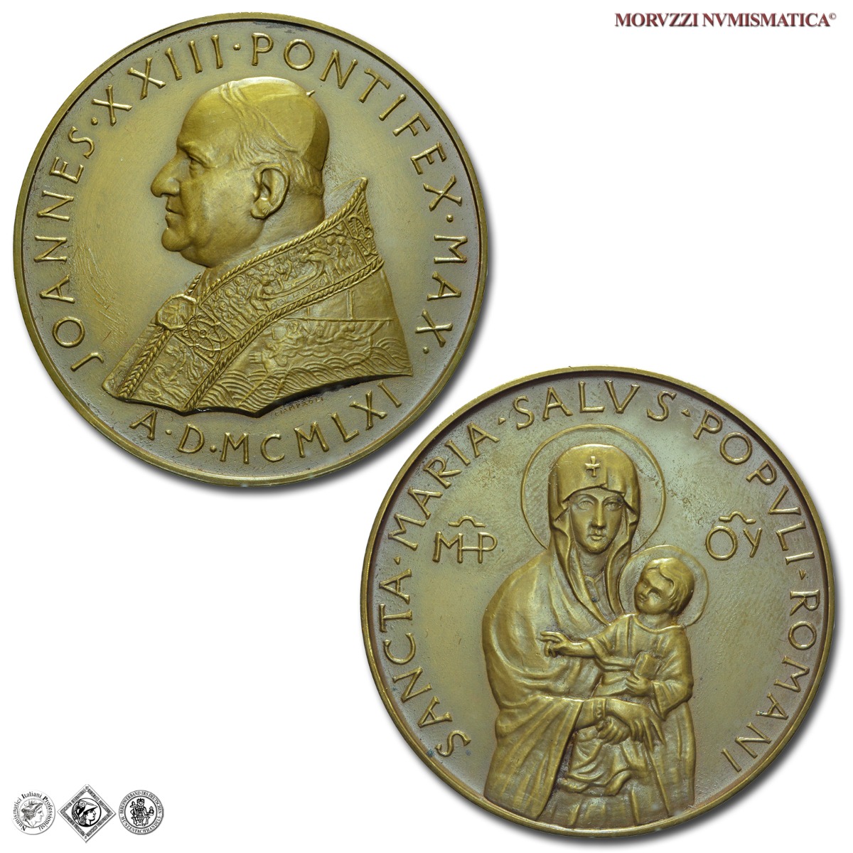 Città del Vaticano, GIOVANNI XXIII, Roncalli, MEDAGLIA STRAORDINARIA IN BRONZO, 1961, Salus Populi Romani, Opus Pietro Giampaoli, FDC, (R), (Modesti 131) / medaglie papali pontificie straordinarie rare | Moruzzi Numismatica