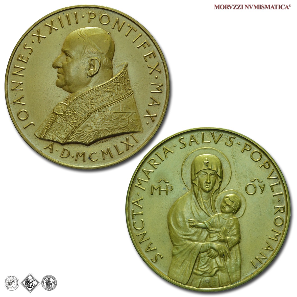 Città del Vaticano, GIOVANNI XXIII, Roncalli, MEDAGLIA STRAORDINARIA IN BRONZO, 1961, Salus Populi Romani, Opus Pietro Giampaoli, FDC, (R), (Modesti 131) / medaglie papali pontificie straordinarie rare | Moruzzi Numismatica