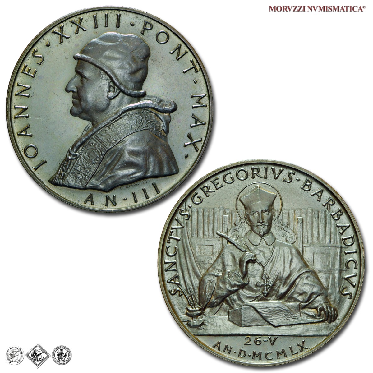 Città del Vaticano, GIOVANNI XXIII, Roncalli, MEDAGLIA ANNUALE IN BRONZO, AN III (1961), Canonizzazione di Gregorio Barbadico, Opus Pietro Giampaoli, FDC, (Bartolotti E961) / medaglie papali pontificie annuali da collezione | Moruzzi Numismatica