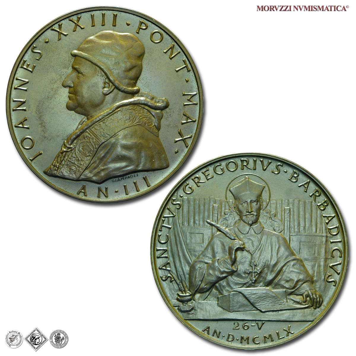 Città del Vaticano, GIOVANNI XXIII, Roncalli, MEDAGLIA ANNUALE IN BRONZO, AN III (1961), Canonizzazione di Gregorio Barbadico, Opus Pietro Giampaoli, FDC, (Bartolotti E961) / medaglie papali pontificie annuali da collezione | Moruzzi Numismatica