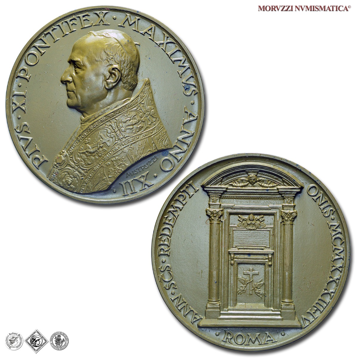 Città del Vaticano, PIO XI, Ratti, MEDAGLIA ANNUALE IN BRONZO, Giubileo straordinario 1933 (Anno Santo della Redenzione), Opus Aurelio Mistruzzi, FDC, (Bartolotti E933) / medaglie papali pontificie annuali da collezione | Moruzzi Numismatica