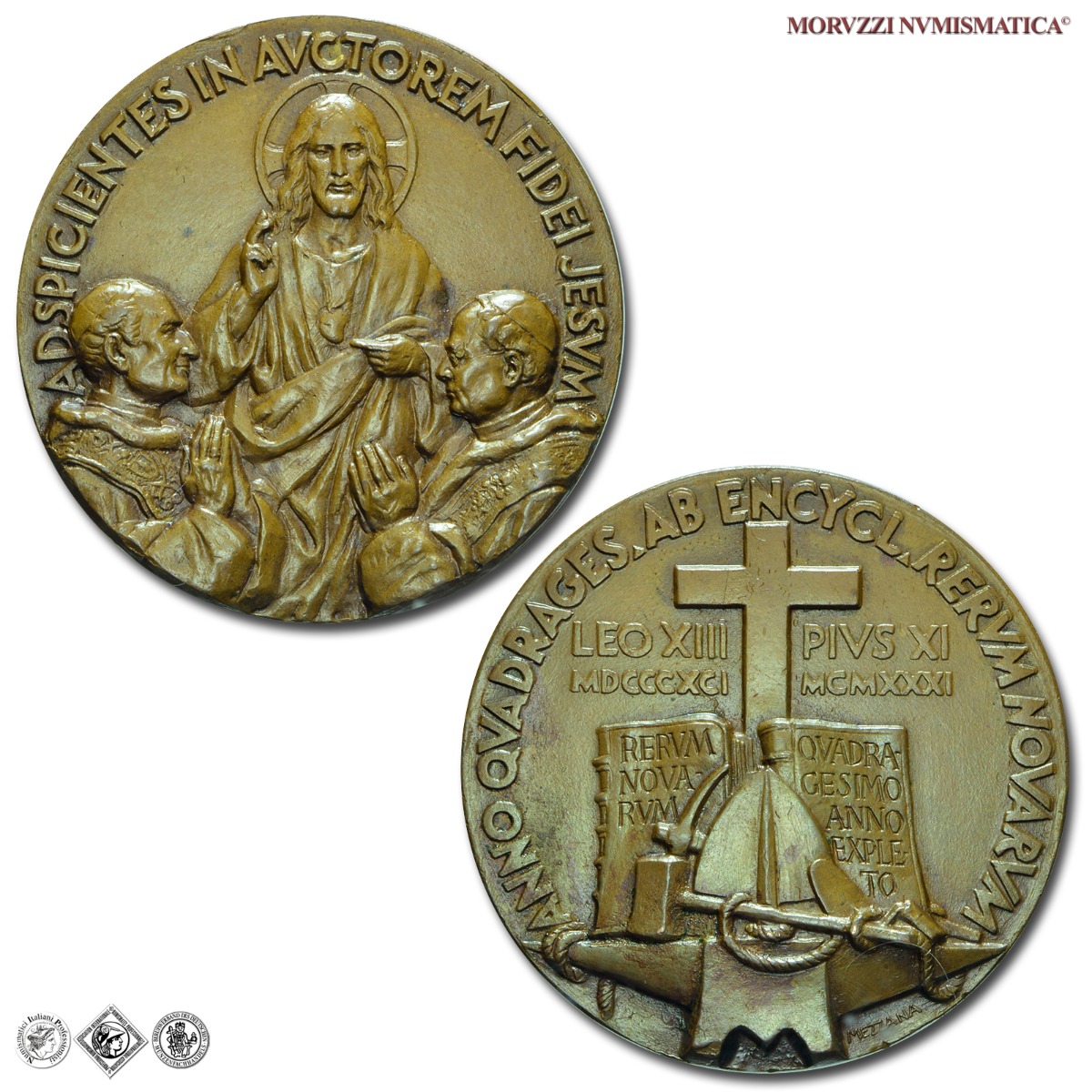 Città del Vaticano, PIO XI, Ratti, MEDAGLIA STRAORDINARIA IN BRONZO, 1931, 40° enciclica Rerum Novarum, Opus Corrado Mezzana, mSPL, (Cusumano-Modesti 220) / medaglie papali pontificie straordinarie | Moruzzi Numismatica