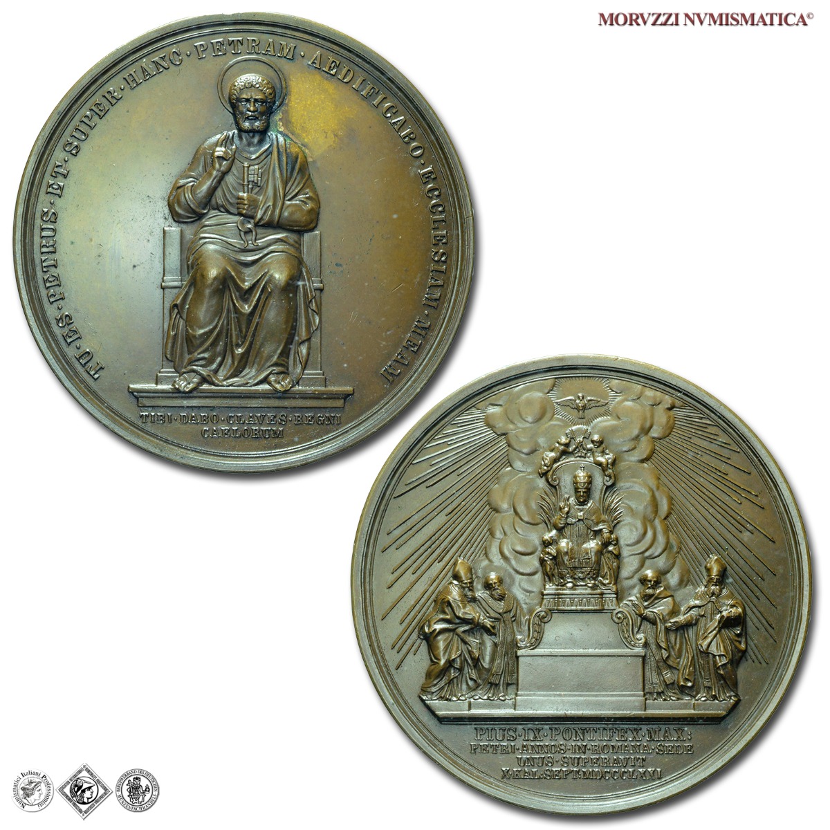 Stato Pontificio, PIO IX, Mastai Ferretti, MEDAGLIA STRAORDINARIA IN BRONZO, 1871, Giubileo pontificale, SPL, (RR), (Bartolotti XXVI/10) / medaglie papali pontificie straordinarie rare da collezione | Moruzzi Numismatica