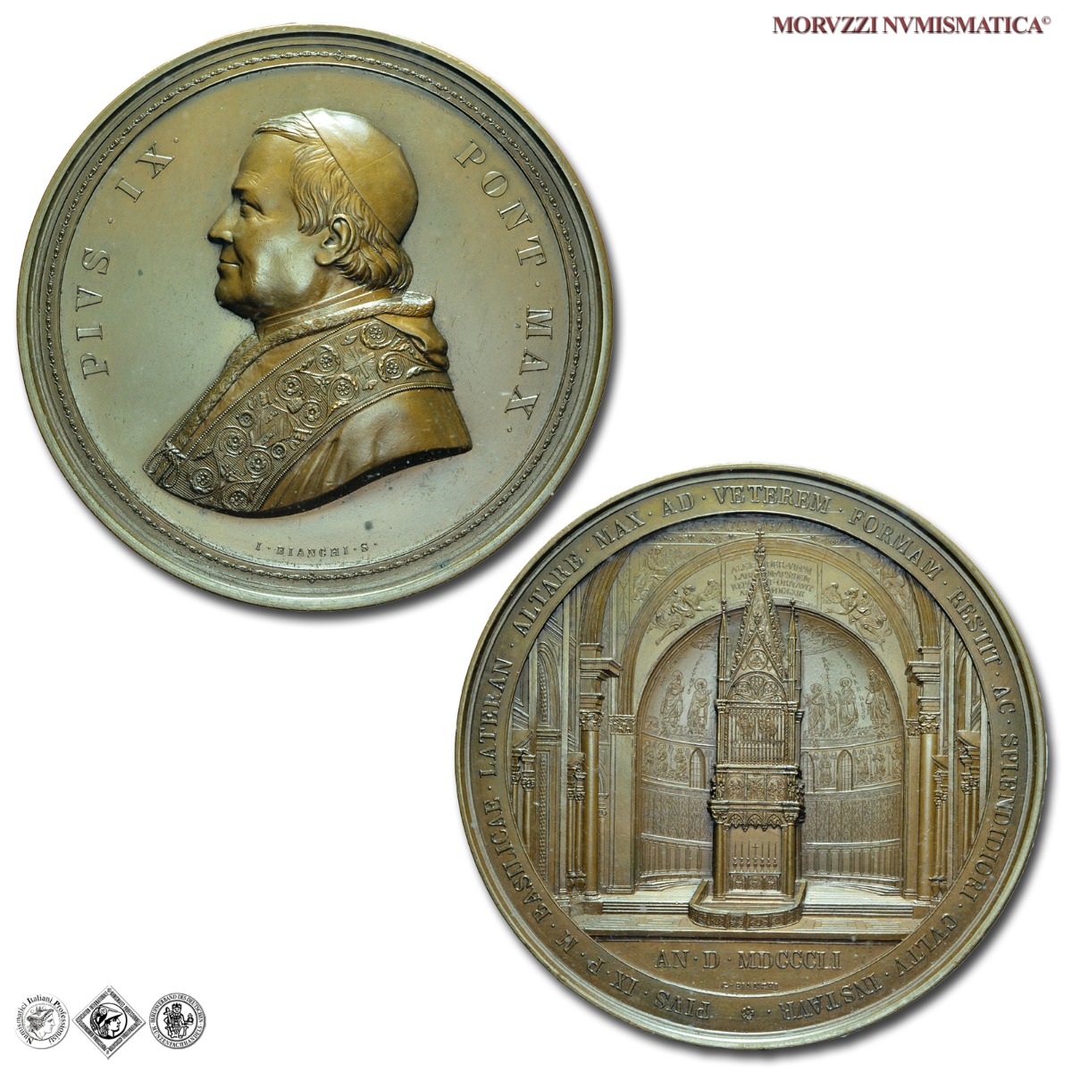 Stato Pontificio, PIO IX, Mastai Ferretti, MEDAGLIA DI MASSIMO MODULO IN BRONZO, 1851, Opus Nicola Cerbara e Giuseppe Bianchi, qFDC, (RR), (Bartolotti VI-7) / medaglie papali pontificie rare da collezione | Moruzzi Numismatica