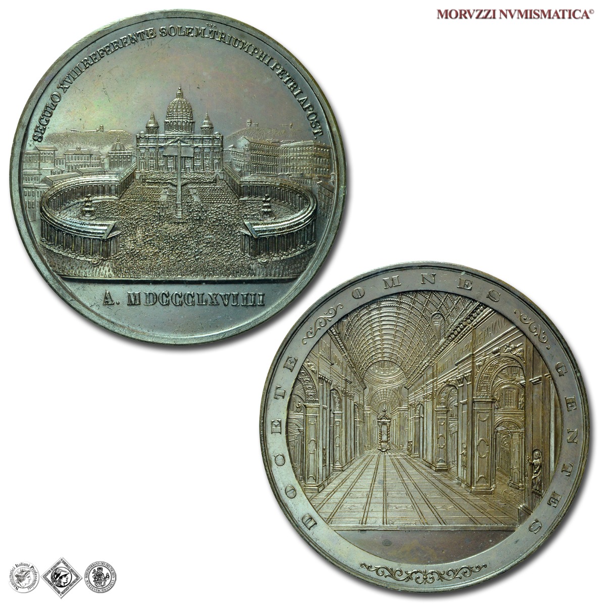 Stato Pontificio, PIO IX, Mastai Ferretti, MEDAGLIA STRAORDINARIA IN BRONZO, 1869, Concilio Ecumenico - Basilica di S. Pietro, qFDC, (RR), (Bartolotti XXIV-15a) / medaglie papali pontificie straordinarie rare da collezione | Moruzzi Numismatica