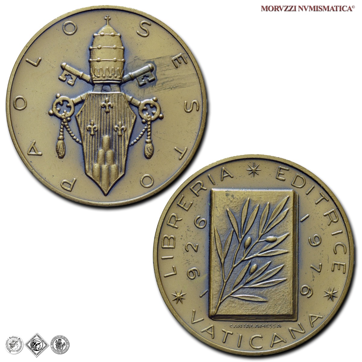 Città del Vaticano, PAOLO VI, Montini, MEDAGLIA STRAORDINARIA IN BRONZO, 1976, 50° Libreria Editrice Vaticana, Opus Carlo Cantalamessa, FDC, (R), (Macri-Marinelli 416) / medaglie papali pontificie straordinarie rare da collezione | Moruzzi Numismatica