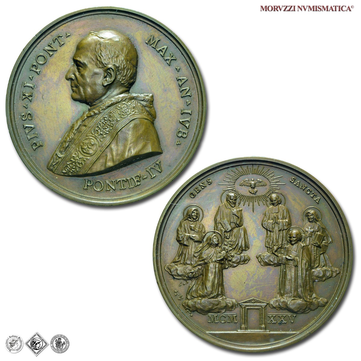 Città del Vaticano, PIO XI, Ratti, MEDAGLIA ANNUALE IN BRONZO, 1925, Canonizzazioni del 1925, Opus Aurelio Mistruzzi, mSPL, (NC), (Bartolotti E925) / medaglie papali pontificie annuali da collezione | Moruzzi Numismatica