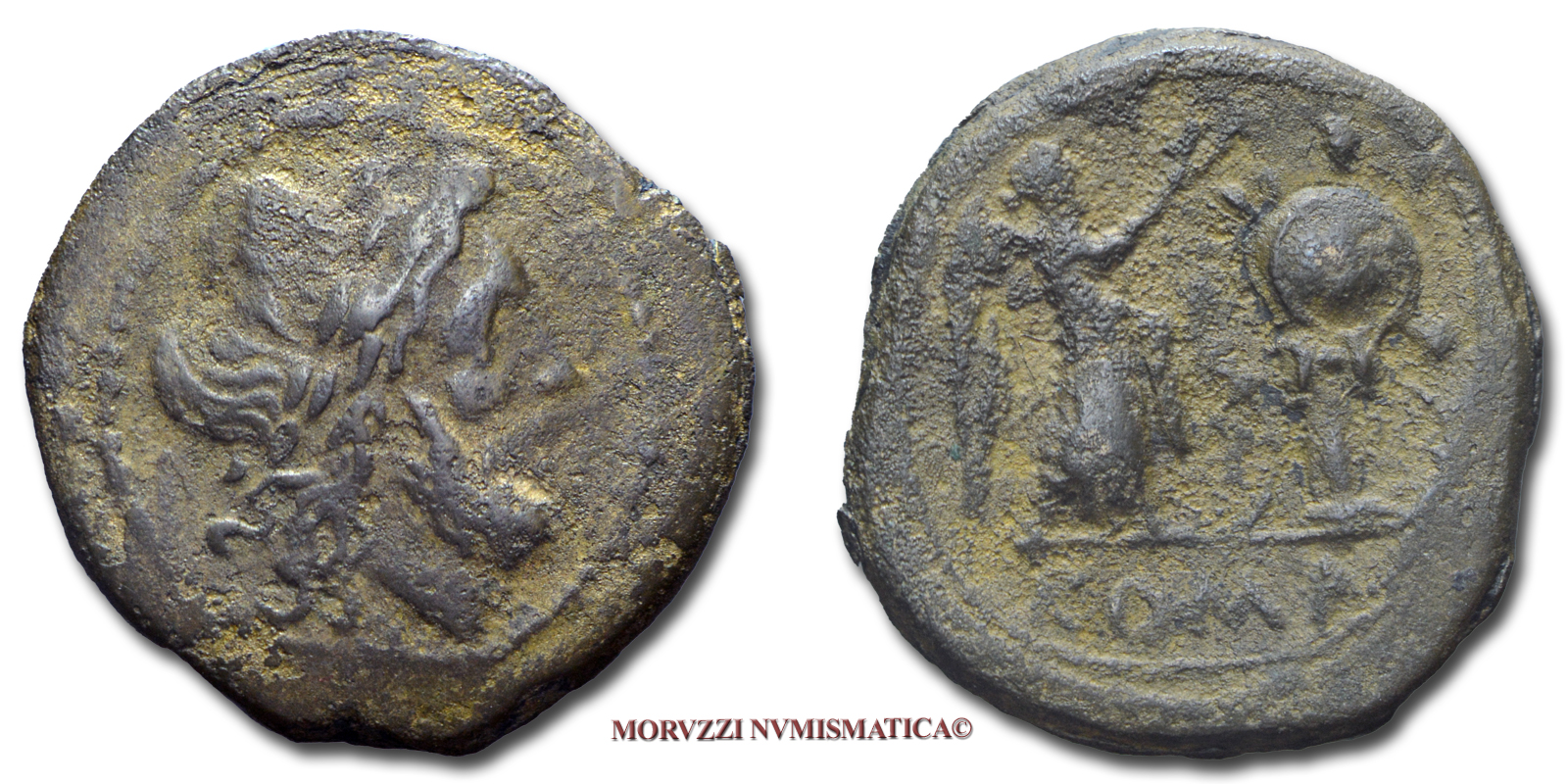 ANONIMO, VITTORIATO, dopo il 211 a.C., Giove / Vittoria incorona un trofeo, zecca di Roma, BRONZO, MB, (R), (Cfr. Crawford 44/1) / VICTORIATUS (monete romane repubblicane antiche rare - moneta antica rara - Repubblica Romana) | Moruzzi Numismatica