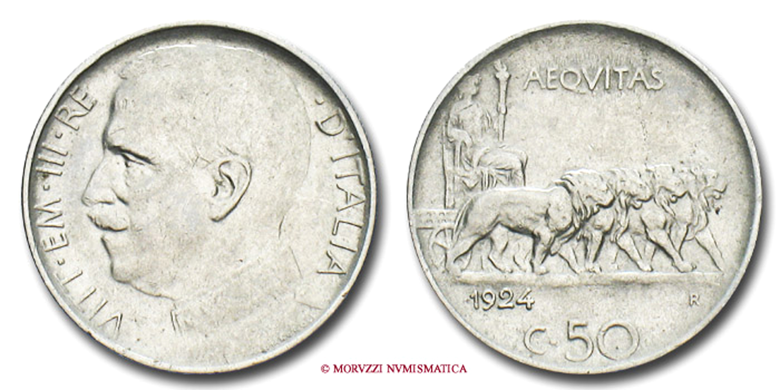 Regno d'Italia, VITTORIO EMANUELE III, 50 CENTESIMI, 1924, Leoni - rigato, Zecca di Roma, NICHEL, mBB, (R), (Pagani 805) / monete italiane moderne rare (moneta italiana moderna rara da collezione - Casa Savoia) | Moruzzi Numismatica