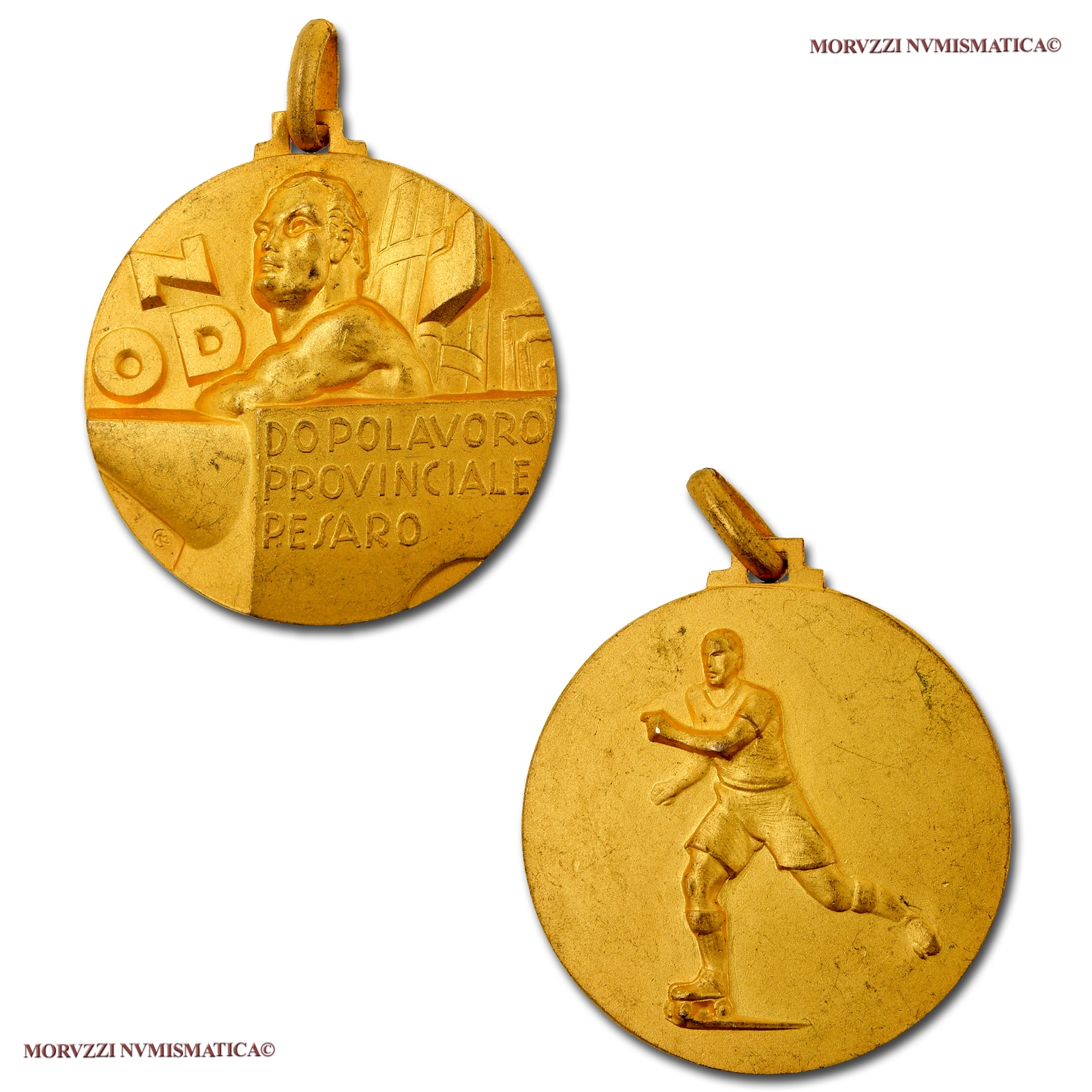 Italia, Opera nazionale del dopolavoro (OND), MEDAGLIA IN BRONZO, DOPOLAVORO PROVINCIALE PESARO, FDC, (RRR) / medaglie italiane rare del Ventennio Fascista (medaglie fasciste da collezione - epoca fascista - fascismo italiano) | Moruzzi Numismatica