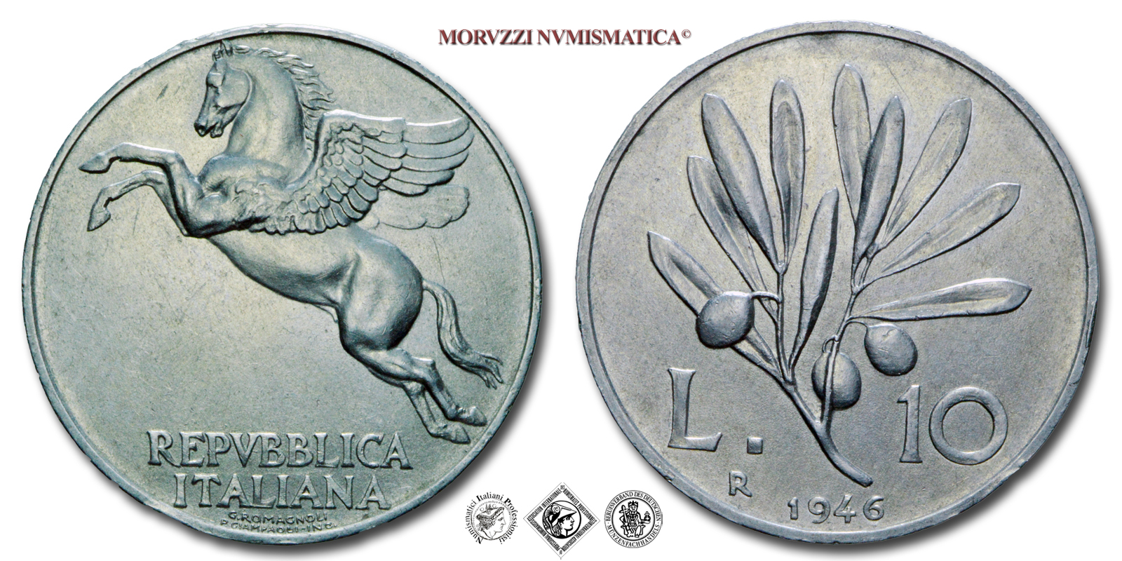 Repubblica Italiana, 10 LIRE, 1946, Olivo, Zecca di Roma, ITALMA, mSPL, (R), (Pagani 2301) / monete italiane moderna rare (moneta italiana moderna rara da collezione) - OFFERTA SPECIALE | Moruzzi Numismatica - In offerta