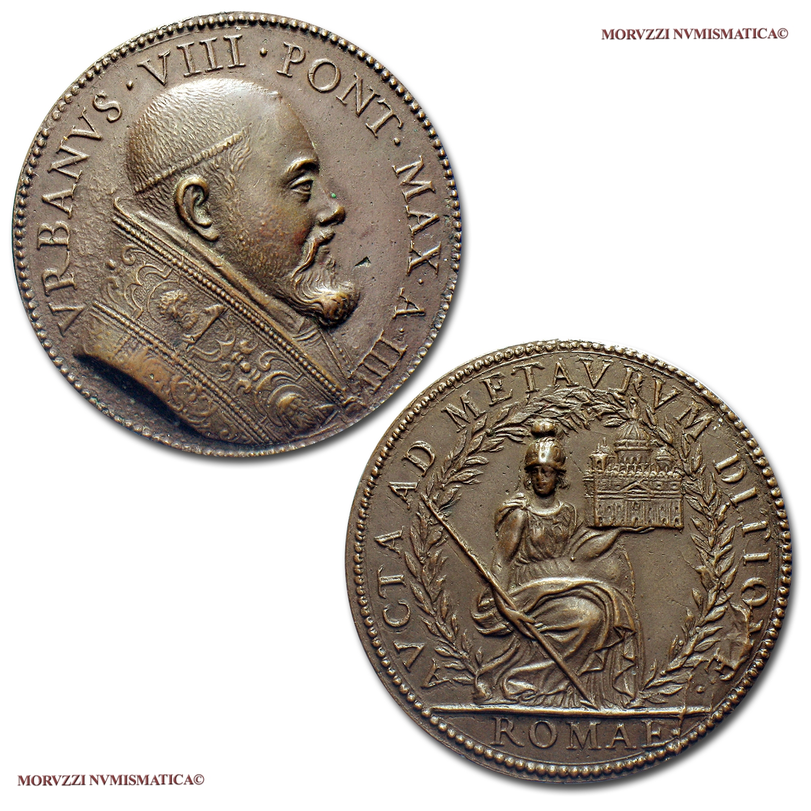 Stato Pontificio, URBANO VIII, MEDAGLIA ANNUALE IN BRONZO RICONIO, A IIII (1626), Devoluzione del Ducato di Urbino, Opus G. Molo, mSPL, (Bartolotti 631) Urban VIII Barberini BRONZE MEDAL RECOINAGE Papal medals medaglie papali di bronzo medaglie pontificie | Moruzzi Numismatica