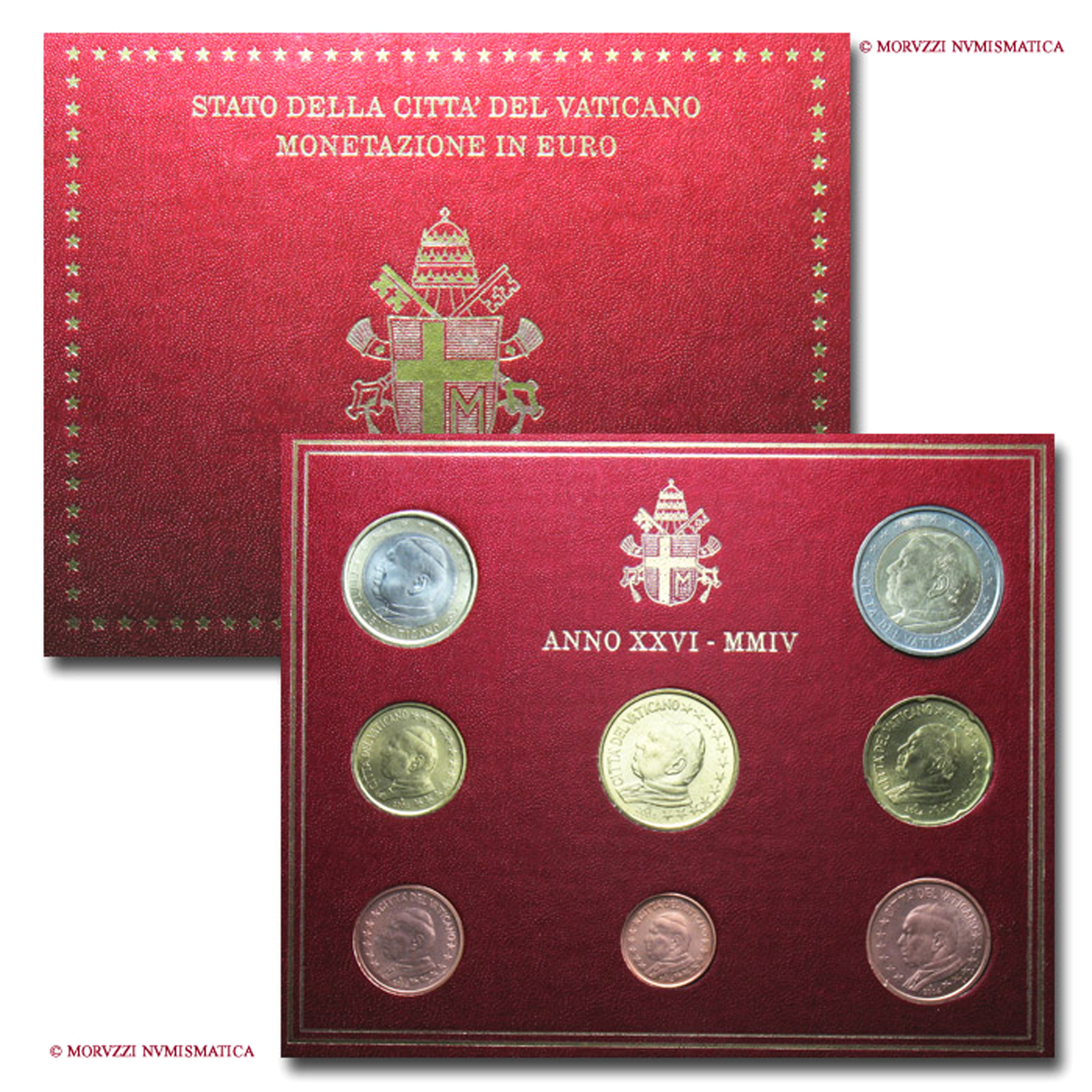 Città del Vaticano, GIOVANNI PAOLO II, Wojtyla, serie annuale ufficiale, 8 valori, 2004, FDC - OFFERTA SPECIALE | Moruzzi Numismatica