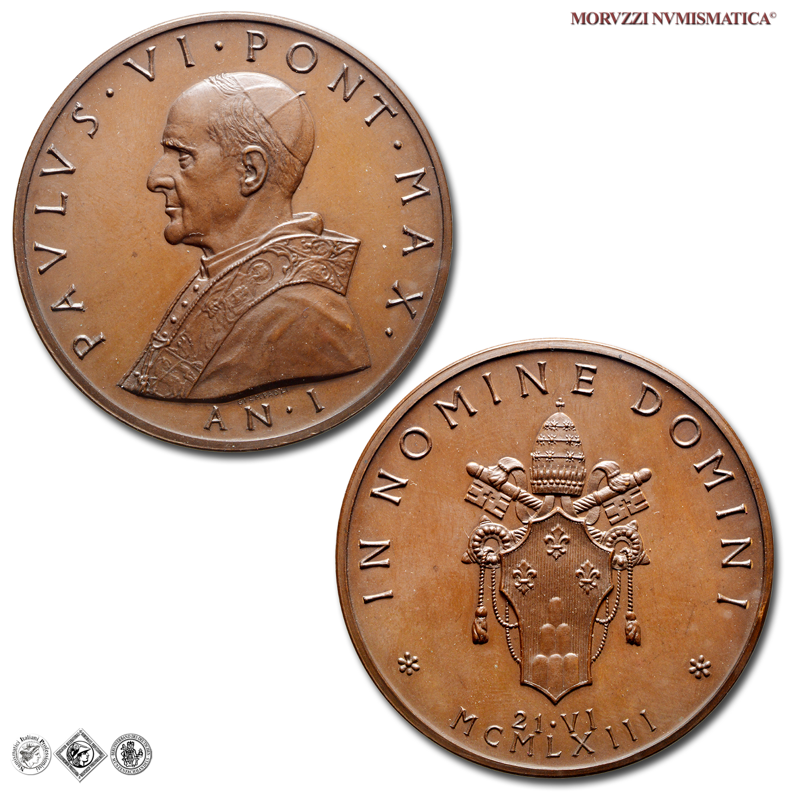 Città del Vaticano, PAOLO VI, Montini, MEDAGLIA STRAORDINARIA IN BRONZO, AN I (1963), Per l'elezione al Pontificato, Opus Pietro Giampaoli, FDC, (NC), (Macri-Marinelli 12) / medaglie papali pontificie straordinarie da collezione | Moruzzi Numismatica