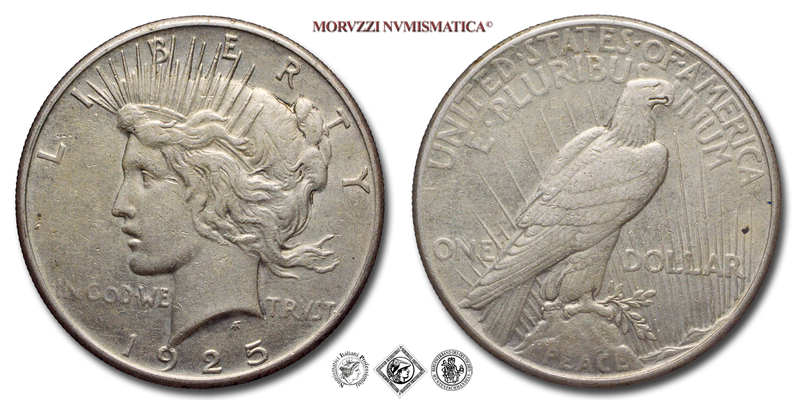 Stati Uniti d'America, DOLLARO, Peace, 1925, Zecca di Philadelphia, ARGENTO, mBB, (KM 150) / USA - United States of America ONE SILVER DOLLAR World coins (monete mondiali moderne - moneta da collezione - dollari americani d'argento) | Moruzzi Numismatica