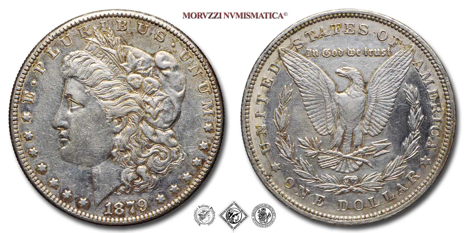 Stati Uniti d'America, DOLLARO, Morgan, 1879, Zecca di Philadelphia, ARGENTO, qSPL, (KM 110) / USA - United States of America SILVER ONE DOLLAR COINS (monete mondiali americane da collezione - moneta mondiale americana - dollari americani d'argento) | Moruzzi Numismatica