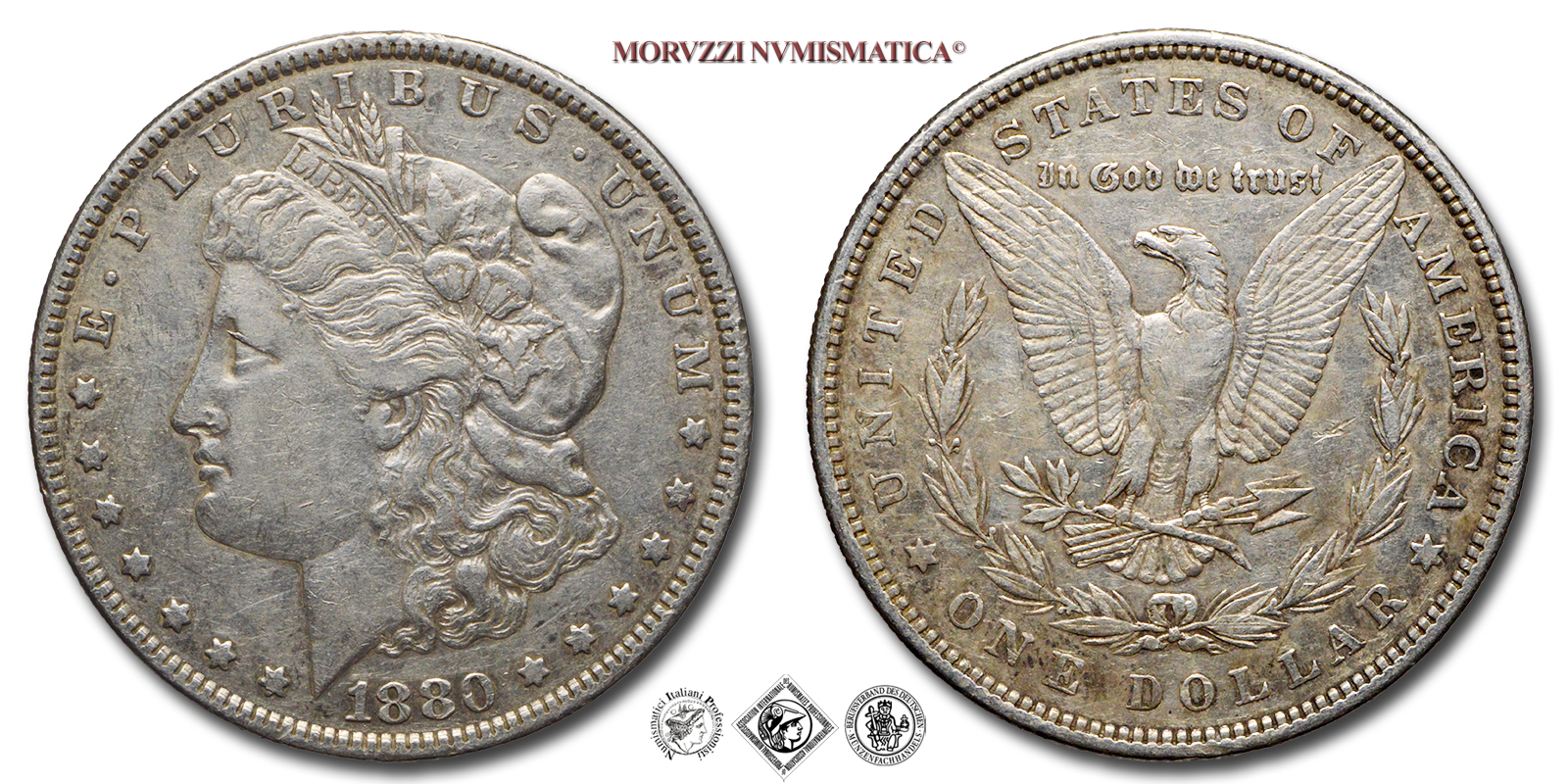 Stati Uniti d'America, DOLLARO, Morgan, 1880, Zecca di Philadelphia, ARGENTO, BB, (KM 110) / USA - United States of America SILVER ONE DOLLAR COINS (monete mondiali americane da collezione - moneta mondiale americana - dollari americani d'argento) | Moruzzi Numismatica