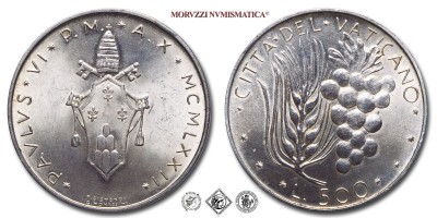 Città del Vaticano, PAOLO VI, Montini, LIRE 500, 1972 A X, Zecca di Roma, ARGENTO, SPL, (Pagani 990) / monete papali vaticane d'argento (moneta papale vaticana da collezione) | Moruzzi Numismatica