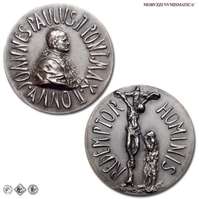 Città del Vaticano, GIOVANNI PAOLO II, Wojtyla, MEDAGLIA ANNUALE IN ARGENTO, Enciclica Redemptor Hominis, 1980 ANNO II, Opus Lello Scorzelli, FDC, (Di Virgilio 17) / Papież Jan Paweł II Karol Józef Wojtyła (medaglie papali pontificie annuali d'argento) | Moruzzi Numismatica