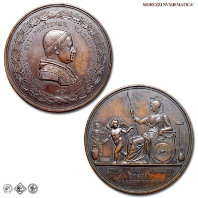 Stato Pontificio, GREGORIO XVI, Cappellari, MEDAGLIA STRAORDINARIA IN BRONZO, Inaugurazione del Museo Gregoriano Etrusco, 1837, Opus Pietro Girometti, FDC, (R), (Patrignani 48) / medaglie papali pontificie straordinarie rare da collezione | Moruzzi Numismatica