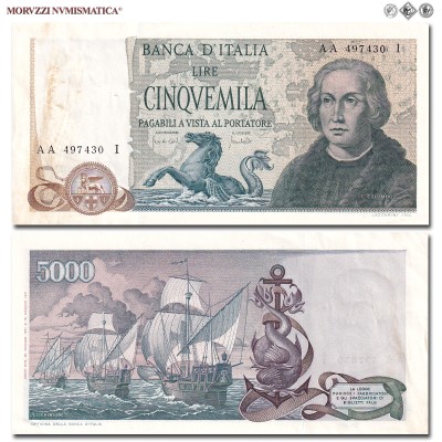 Repubblica Italiana, BANCA D'ITALIA, LIRE 5000, Colombo II tipo, 20.05.1971, Firme: Carli, Lombardo, mSPL, (Crapanzano 533) / banconote italiane (cartamoneta italiana - biglietti da collezione - banconota da 5.000 lire) | Moruzzi Numismatica