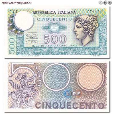 Repubblica Italiana, BIGLIETTO DI STATO, LIRE 500, Mercurio, 14.02.1974, Firme: Miconi, Nardi, Fabiano, FDS, (Crapanzano BS62) / banconote italiane (cartamoneta italiana - banconota da collezione) | Moruzzi Numismatica
