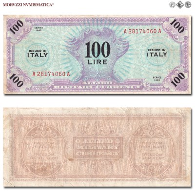 Italia, Occupazione Americana, ALLIED MILITARY CURRENCY, AM LIRE 100, Monolingua, 1943, Firme: BEP, mBB, (Crapanzano OS46) / banconote italiane (cartamoneta italiana - banconota da collezione) | Moruzzi Numismatica