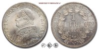 Stato Pontificio, PIO IX, Mastai Ferretti, LIRA, Busto piccolo, 1866 AN XXI, Zecca di Roma, ARGENTO,  FDC, (NC), (Pagani 567) / monete papali pontificie d'argento (moneta papale pontificia da collezione) | Moruzzi Numismatica