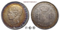 Spagna, ALFONSO XIII, PESETAS 5, 1898, Zecca di Madrid, ARGENTO, mBB, (Calicò 27) / Alfonso XII rey de España monedas españolas de CINCO PESETAS de plata Real Casa de la Moneda (WORLD SILVER COINS - monete mondiali europee spagnole - moneta mondiale europea spagnola d'argento) | Moruzzi Numismatica