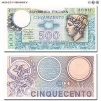 Repubblica Italiana, BIGLIETTO DI STATO, LIRE 500, Mercurio, 14.02.1974, Firme: Miconi, Nardi, Fabiano, FDS, (Crapanzano BS62) / banconote italiane (cartamoneta italiana - banconota da collezione) | Moruzzi Numismatica