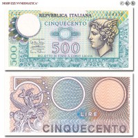 Repubblica Italiana, BIGLIETTO DI STATO, LIRE 500, Mercurio, 14.02.1974, Firme: Miconi, Nardi, Fabiano, FDS, (Crapanzano BS62) / banconote italiane (cartamoneta italiana - banconota da collezione) | Moruzzi Numismatica
