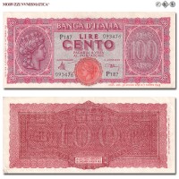 Italia, Luogotenenza, BANCA D'ITALIA, LIRE 100, Italia turrita, 10.12.1944, Firme: Introna, Urbini, qSPL, (Crapanzano 260A) / banconote italiane (cartamoneta italiana da collezione - banconota da cento lire) | Moruzzi Numismatica