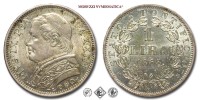 Stato Pontificio, PIO IX, Mastai Ferretti, LIRA, Busto grande, 1868 A XXIII, Zecca di Roma, ARGENTO, qFDC, (Pagani 573) / monete papali pontificie d'argento | Moruzzi Numismatica
