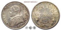 Stato Pontificio, PIO IX, Mastai Ferretti, LIRA, Busto piccolo, 1866 AN XXI, Zecca di Roma, ARGENTO,  FDC, (NC), (Pagani 567) / monete papali pontificie d'argento (moneta papale pontificia da collezione) | Moruzzi Numismatica