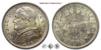 Stato Pontificio, PIO IX, Mastai Ferretti, LIRA, Busto grande, 1868 AN XXII, Zecca di Roma, ARGENTO, FDC, (Pagani 572) / monete papali pontificie d'argento (moneta papale pontificia da collezione) | Moruzzi Numismatica
