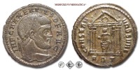 MASSENZIO, FOLLIS, 308-310 d.C., CONSERV VRB SVAE / RBT tempio esastilo contenente la statua della dea Roma seduta con scettro e globo, Zecca di Roma, BRONZO, mBB, (RIC 210) / monete romane imperiali antiche (moneta romana imperiale antica - Impero Romano) | Moruzzi Numismatica