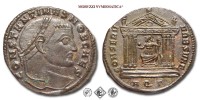 COSTANTINO I, FOLLIS, 307 d.C., CONSERV VRB SVAE / AQ#G# tempio esastilo al centro del quale vi è la statua seduta di Roma galeata. Nel frontone una corona, Zecca di Aquileia, BRONZO, SPL, (R), (RIC 117/S) / monete romane antiche rare (moneta romana imperiale antica rara della Tetrarchia - Impero Romano) | Moruzzi Numismatica