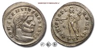 COSTANZO I CLORO, Cesare, FOLLIS, 296-297 d.C., GENIO POPVLI ROMANI / P T • il Genio con il modius sul capo ed il mantello sulla spalla sinistra tiene una patera ed una cornucopia. A sinistra una stella, Zecca di Ticinum, BRONZO, mSPL, (RIC 32a) / monete romane imperiali antiche (moneta romana imperiale antica della Tetrarchia - Impero Romano) | Moruzzi Numismatica