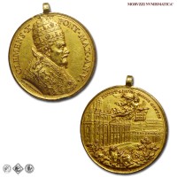 Stato Pontificio, CLEMENTE X, Altieri, MEDAGLIA STRAORDINARIA IN BRONZO DORATO, Indizione Giubileo, 1674 AN V, Opus Giovanni Hamerani, SPL, (Miselli 58a) / medaglie papali pontificie straordinarie da collezione | Moruzzi Numismatica
