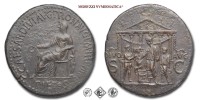 CALIGOLA, SESTERZIO, 37-38 d.C., DIVO AVG / S C l'imperatore in atto di sacrificare un toro accanto ad un altare; dietro di lui un vittimario ed un attendente. Sullo sfondo un tempio esastilo, Zecca di Roma, BRONZO, BB, (R), (RIC 36/R) / monete romane imperiali antiche rare di (moneta romana imperiale antica rara della dinastia Giulio-Claudia - Impero Romano) | Moruzzi Numismatica