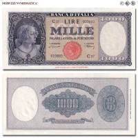 Repubblica Italiana, BANCA D'ITALIA, LIRE 1000, Busto dell'Italia - Testina, 20.03.1947, Firme: Einaudi, Urbini, FDS, (Crapanzano 466) / banconote italiane (cartamoneta italiana da collezione - banconota da 1.000 lire) | Moruzzi Numismatica
