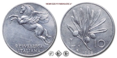 Repubblica Italiana, LIRE 10, Olivo, 1946, Zecca di Roma, ITALMA, SPL, (R), (Pagani 2301) / monete italiane moderna rare (moneta italiana moderna rara da collezione) | Moruzzi Numismatica