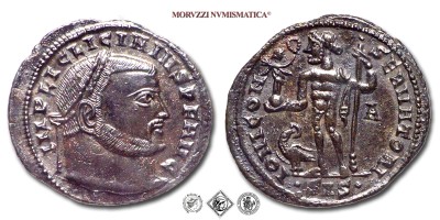 LICINIO I, FOLLIS, 313 d.C., IOVI CONSERVATORI AVGG NN / SIS / A Giove con globo niceforo e asta. Ai suoi piedi un'aquila con corona nel becco, Zecca di Siscia, BRONZO, SPL, (RIC 232a) / monete romane imperiali antiche (moneta romana imperiale antica - Impero Romano) | Moruzzi Numismatica