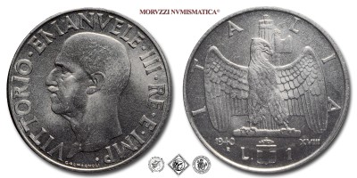 Regno d'Italia, VITTORIO EMANUELE III, LIRA, Impero, 1940 XVIII, Zecca di Roma, ACMONITAL, FDC, (Pagani 794) / monete italiane moderne (moneta italiana moderna da collezione - Casa Savoia) | Moruzzi Numismatica