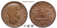 Regno d'Italia, VITTORIO EMANUELE III, CENTESIMI 5, Impero - 1° tipo, 1938 XVI, Zecca di Roma, RAME, m​​​​​​​SPL, (Pagani 919) / monete italiane moderne (moneta italiana moderna da collezione - Casa Savoia) | Moruzzi Numismatica