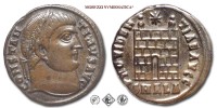 COSTANTINO I, PICCOLO BRONZO, 328-329 d.C., PROVIDENTIAE AVGG / SMALA porta di accampamento sormontata da due torrette; in alto, una stella, Zecca di Alessandria, mBB, (RIC 34) / monete romane imperiali antiche (moneta romana imperiale antica - Impero Romano) | Moruzzi Numismatica