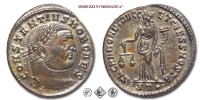 COSTANZO I CLORO, Cesare, FOLLIS, 300-303 d.C., SACRA MONET AVGG ET CAESS NOSTR / P T globetto la Moneta regge una bilancia ed una cornucopia, Zecca di Ticinum, BRONZO, mSPL, (RIC 44a) monete romane imperiali antiche (moneta romana imperiale antica della Tetrarchia - Impero Romano) | Moruzzi Numismatica