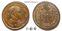 DIOCLEZIANO, FOLLIS, 305-307 d.C., PROVIDENTIA DEORVM QVIES AVGG / PTR / S F la Providentia stende in avanti la destra alla Quiete che le sta dinanzi, Zecca di Treviri, BRONZO, SPL, (RIC 676a) / monete romane imperiali antiche (moneta romana imperiale antica della Tetrarchia - Impero Romano) | Moruzzi Numismatica