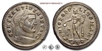 COSTANZO I CLORO, Cesare, FOLLIS, 296-297 d.C., GENIO POPVLI ROMANI / S T • il Genio con il modius sul capo ed il mantello sulla spalla sinistra tiene una patera ed una cornucopia. A sinistra una stella, Zecca di Ticinum, BRONZO, mSPL, (RIC 32a) / monete romane imperiali antiche (moneta romana imperiale antica della Tetrarchia - Impero Romano) | Moruzzi Numismatica