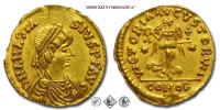 TEODORICO, TREMISSE, 493-501 d.C., VICTORIA AVGVSTOROM / COMOB la Vittoria con corona e globo crucigero, Zecca di Roma, A nome di Anastasio, ORO, SPL, (R), (MIB 10) / monete barbariche antiche rare d'oro (moneta barbarica antica rara da collezione) | Moruzzi Numismatica
